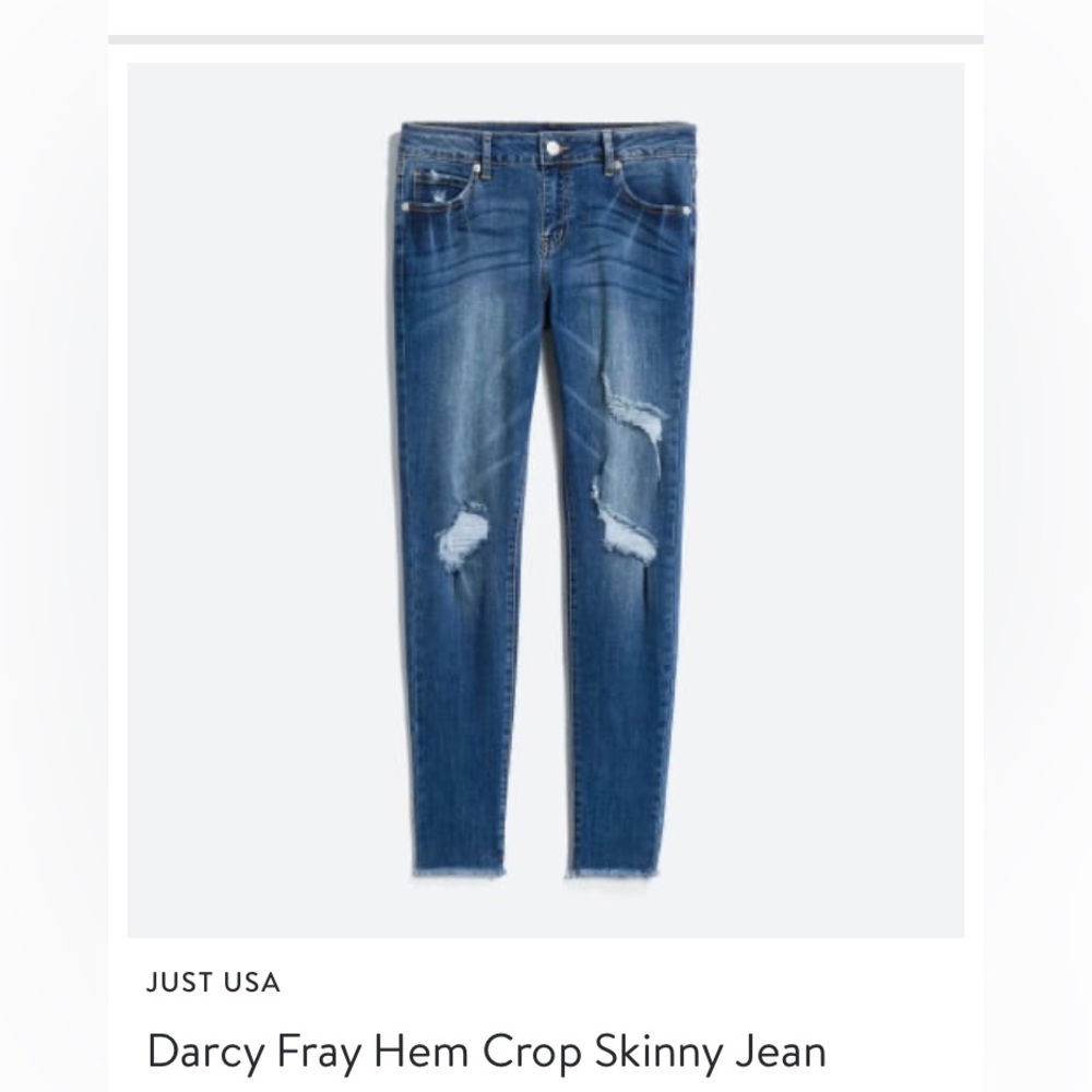 JUST USA Darcy Fray Hem Crop Skinny Jean